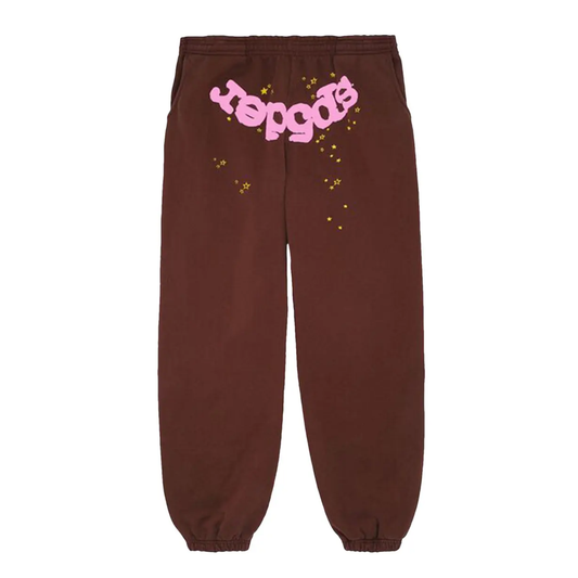 Sp5der Web Logo Sweatpants Brown