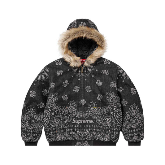 куртка Supreme Bandana Jacquard Denim Hooded Work Jacket Black