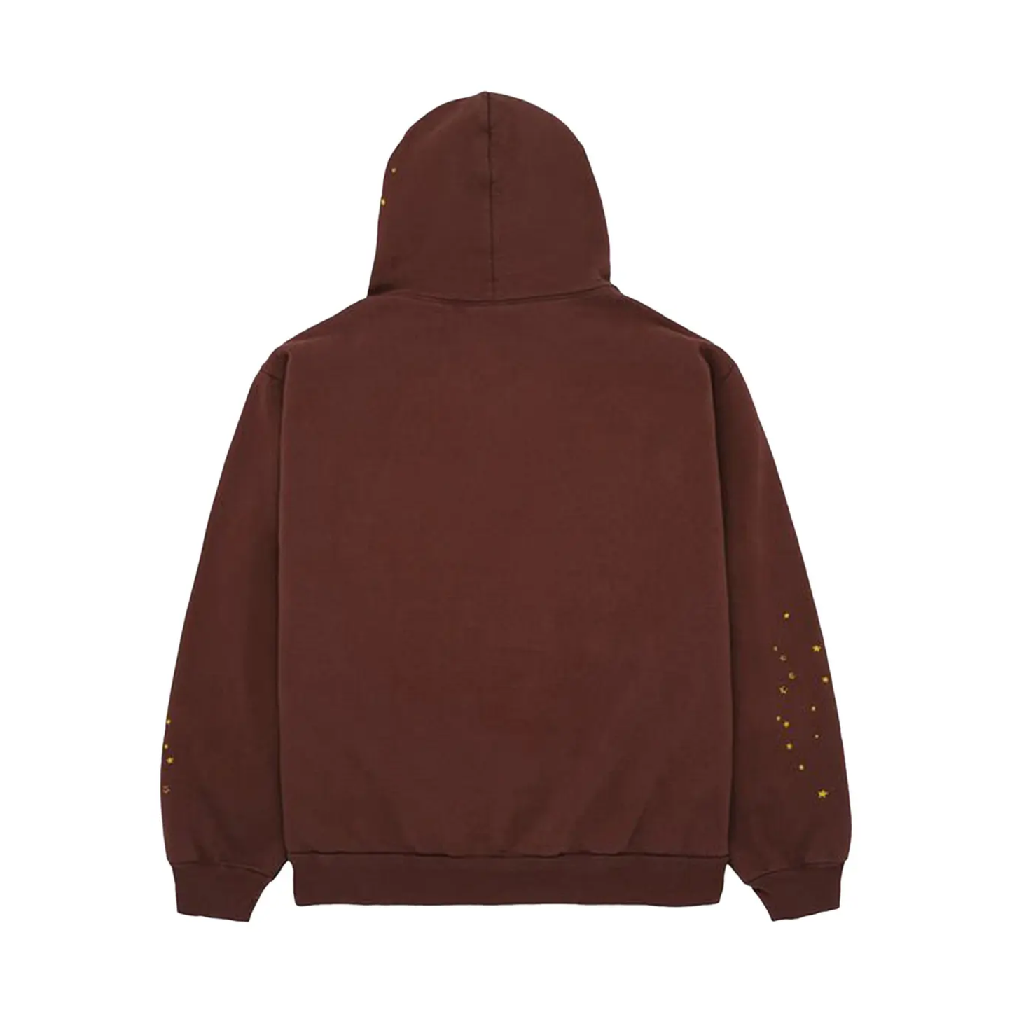 Brown hoodie with gold speckles on a white background