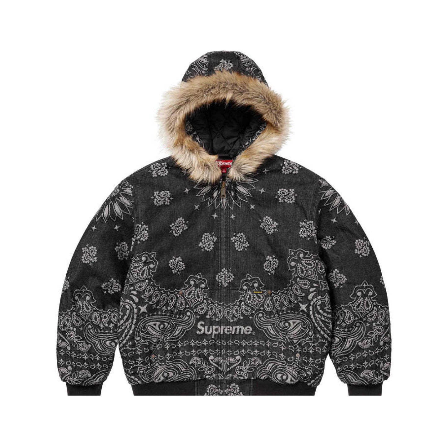 куртка Supreme Bandana Jacquard Denim Hooded Work Jacket Black